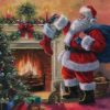 Santa Placing Gifts In Stockings Decoupage Napkin