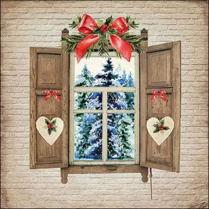 Christmas Decoration Window Decoupage Napkin