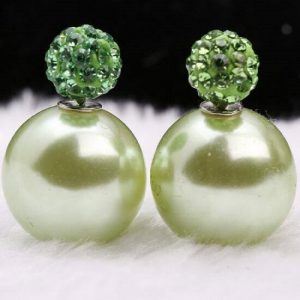 Green Pearl And Stone Stud