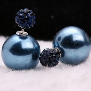 Blue Pearl And Stone Stud
