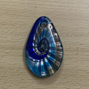 Tear Drop Glass Pendant - Royal Blue With Blue