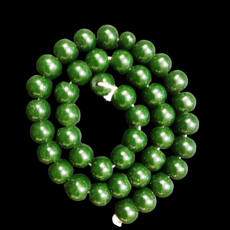 Round Glass Beads - Dark Green