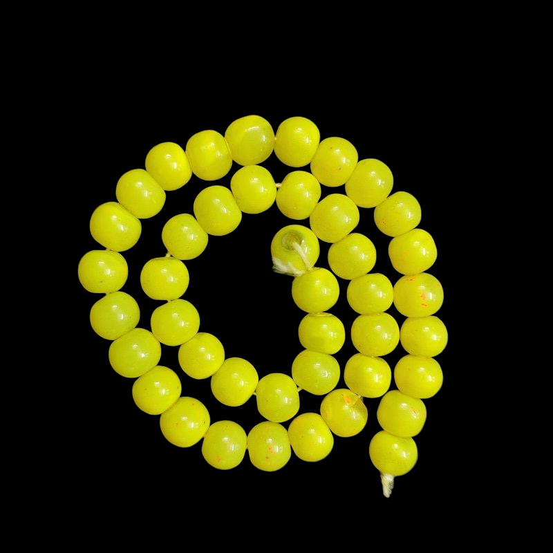 Round Glass Beads - Lemon Yellow