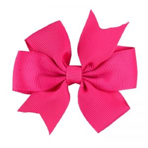 Grosgrain Bow Clip – Hot Pink