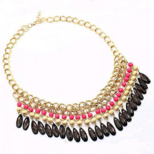 Bohemian Style Beads Necklaces Hot Pink