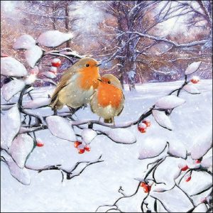 Two Robin In Snow Decoupage Napkin