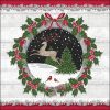 Reindeer And Robin In Wreath Decoupage Napkin