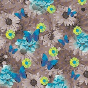 Blue Butterflies With Flower Garden Decoupage Napkin