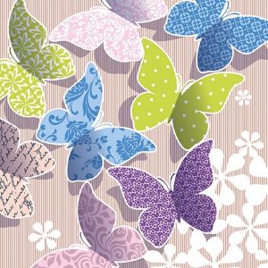 Mixed Colour Butterfly Decoupage Napkin