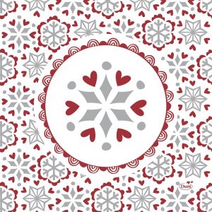 Snowflake With Heart Print Decoupage Napkin