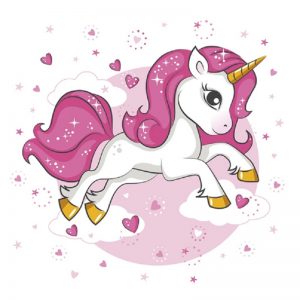 Pink Unicorn With Hearts Decoupage Napkin