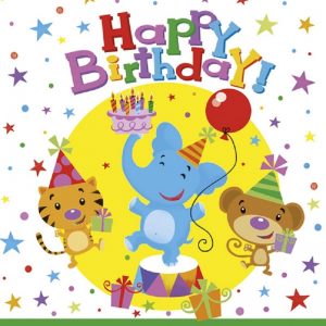 Cartoon Happy Birthday Circus Decoupage Napkin