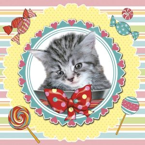 Cat And Candy Decoupage Napkin