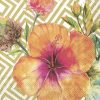Tropical Hibiscus Gold Decoupage Napkin