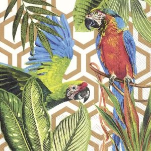 Tropical Parrots Copper Decoupage Napkin