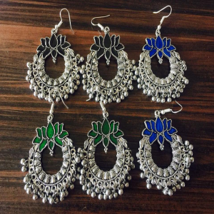 Lotus Motif Chandabali Style Afghan Earrings