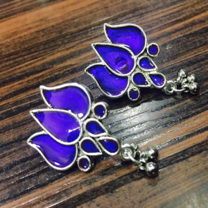 Lotus Earrings - Blue
