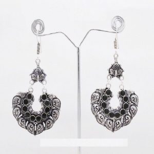 Chandabhali Style German Silver Earrings - Black
