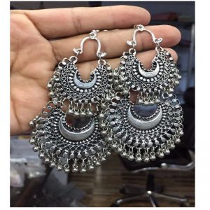 Chandabhali Style Earring - Antique Silver