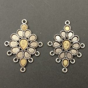 German Silver with Enamel Earrings - Sliver With Gold
