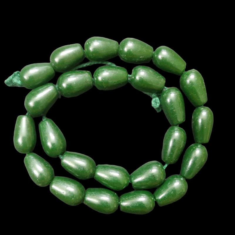 Tear Drop Glass Beads - Dark Green