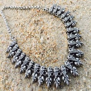 German Silver Leaf Pattern Necklace