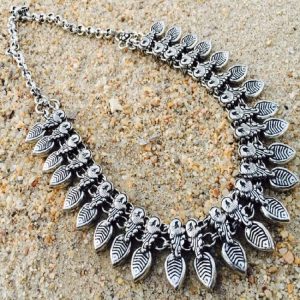 German Silver Small Leaf Pattern Necklace