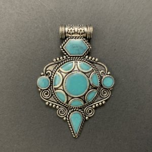 German Silver  Turquoise Blue Pendant