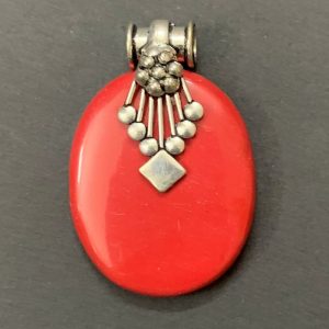 Oval Stone Pendant - Red
