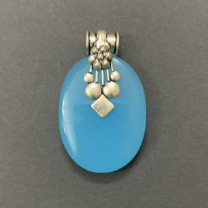 Oval Stone Pendant - Baby Blue
