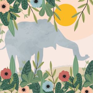 Elephant In The Garden Decoupage Napkin