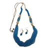Adjustable Rope With Kundan Beads Necklace - Sky Blue