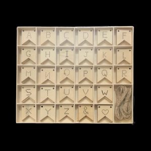 Alphabets On Mini Natural Colour Wooden Banners