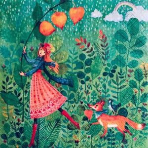 Girl And Dog Walk In The Park Decoupage Napkin