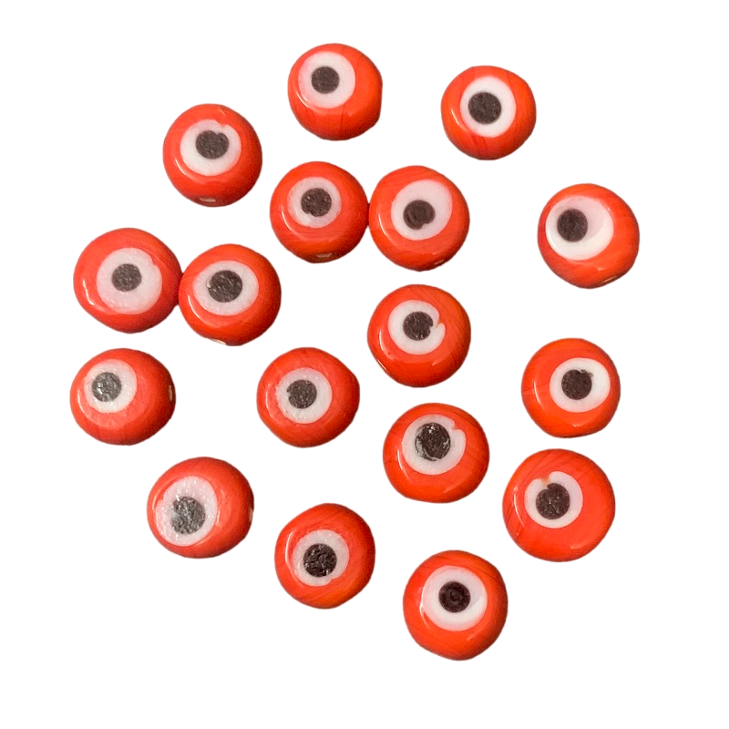 Evil Eye Glass Beads - Orange