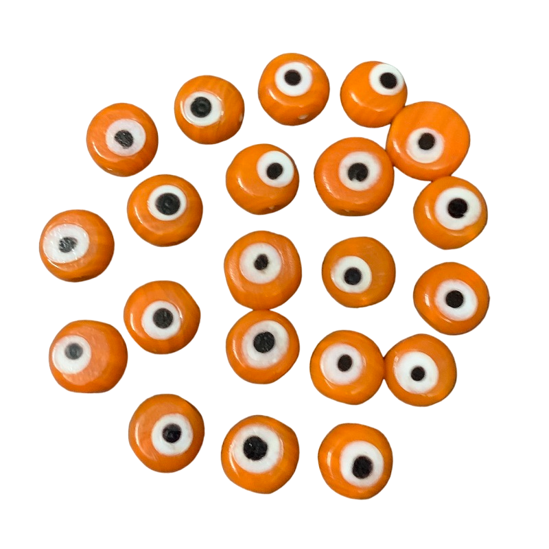 Evil Eye Glass Beads - Light Orange