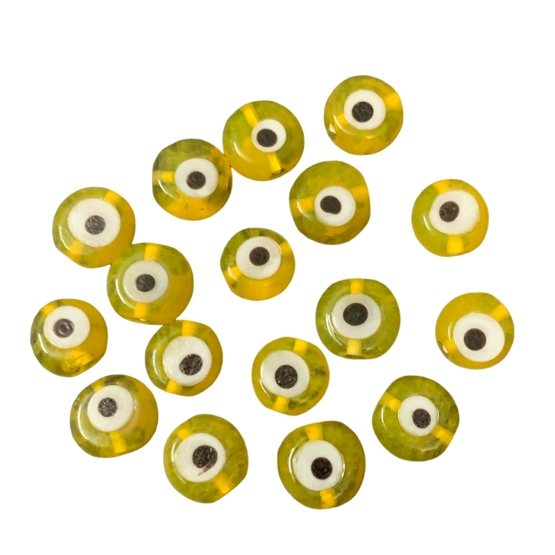Evil Eye Glass Beads - Lemon Yellow