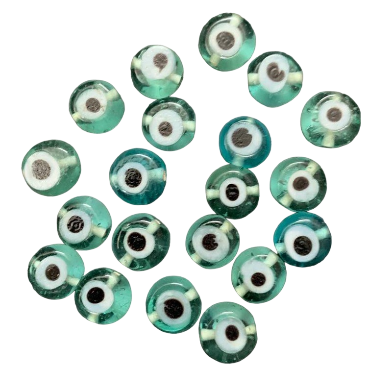 Evil Eye Glass Beads - Turquoise Green