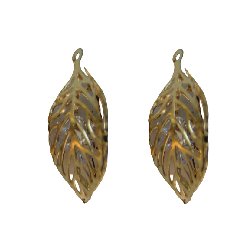 Gold Leaf Pattern with Stone Pendant