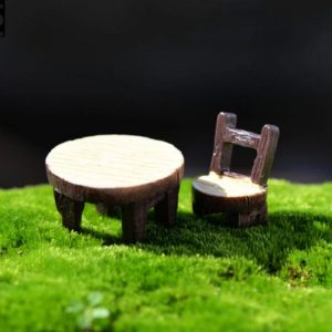 Miniature Garden Wooden Table And Chair