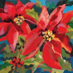 Red Painted Poinsettia Decoupage Napkin