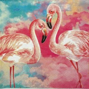 Twin Pink Flamingos Decoupage Napkin