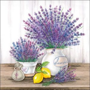Lavender Flowers And Lemon Decoupage Napkin