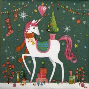 Christmas Unicorn Decoupage Napkin