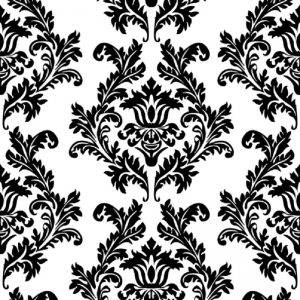 Black Damask Pattern In White Background Decoupage Napkin