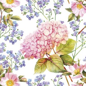 Pink And Blue Hydrangea Decoupage Napkin