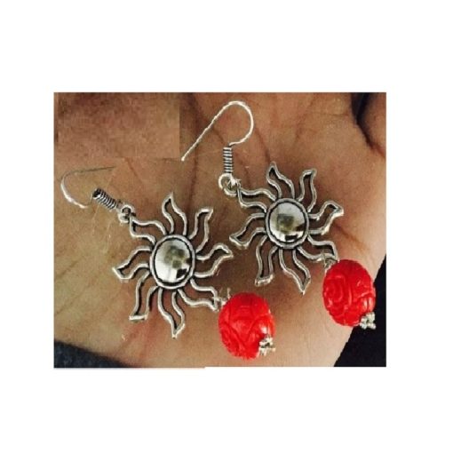 Semi German Silver Earrings - Sun Style