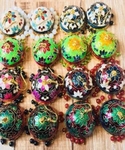 Meenakari Jhumkas - Mixed Colour