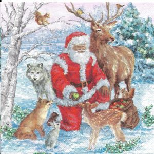Santa Claus And Animals Decoupage Napkin