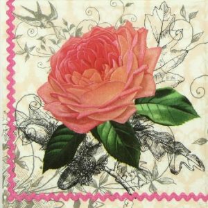 Charming Rose Decoupage Napkin